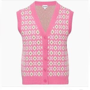 Aritzia Sunday Best Merino Wool Pink Floral Women's Sweater Vest